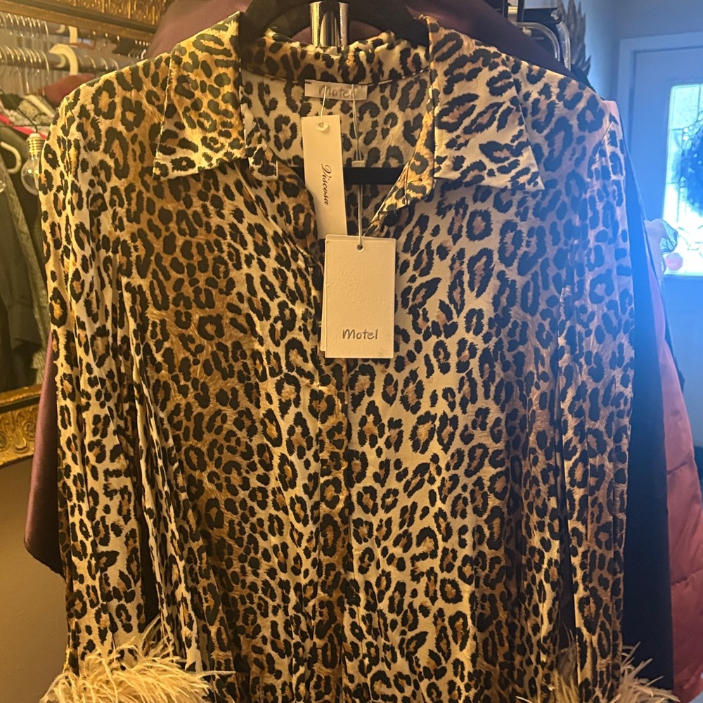 NWT Motel Animal Print Blouse Sz S